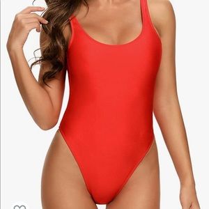 Women's Retro High Cut Low Back One Piece